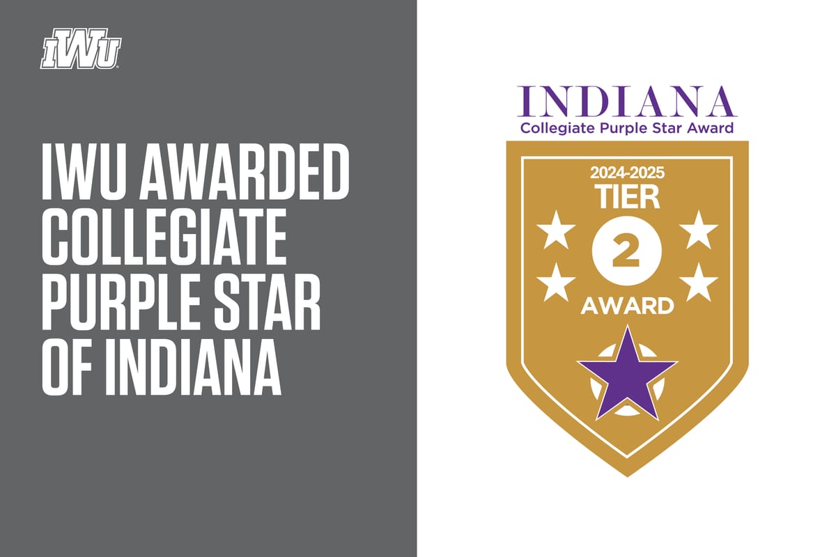 Indiana Wesleyan University Awarded Collegiate Purple Star of Indiana