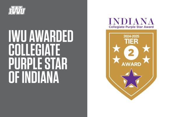 Indiana Wesleyan University Awarded Collegiate Purple Star of Indiana